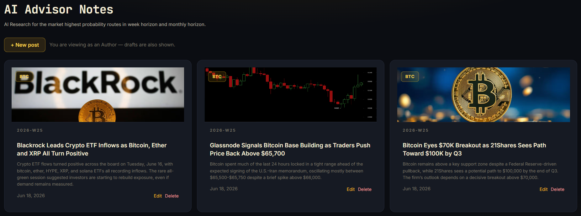 ASTRA AI Advisor notes with the latest market research posts